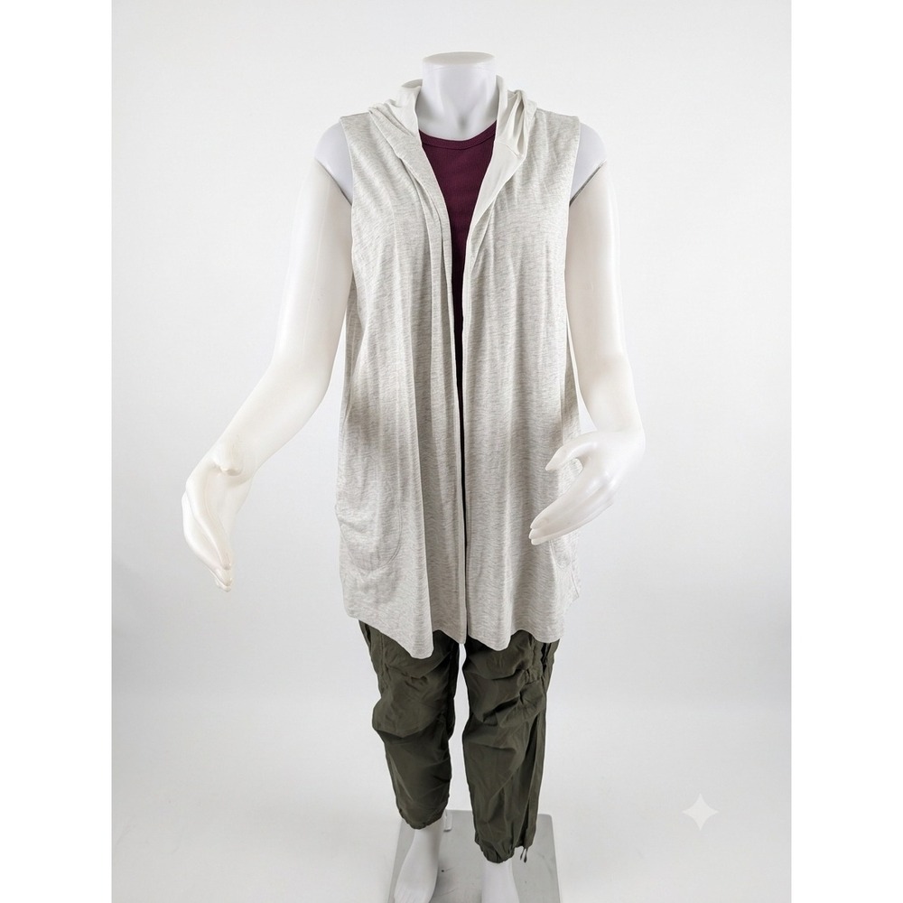 Pure Jill 100% Pima Cotton Hooded Sleeveless Vest Cardigan